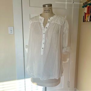 Anthropologie Pilcro White Gauze Henley Blouse